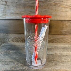 NWT Starbucks 2026 Valentines Recycled Glass Tumbler Silicon Red Heart